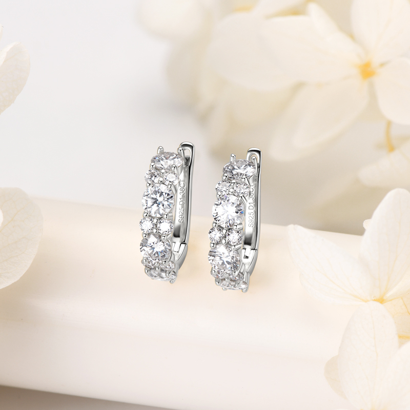 2.76ct Brilliant Round Cut Moissanite Hoop Earrings — D Color VVS1 Clarity