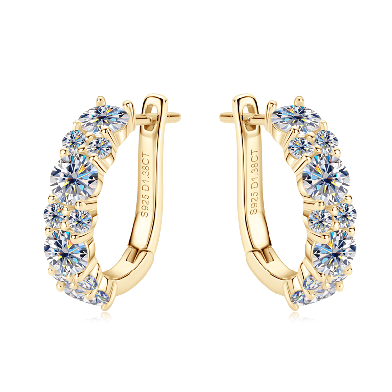 2.76ct Brilliant Round Cut Moissanite Hoop Earrings — D Color VVS1 Clarity