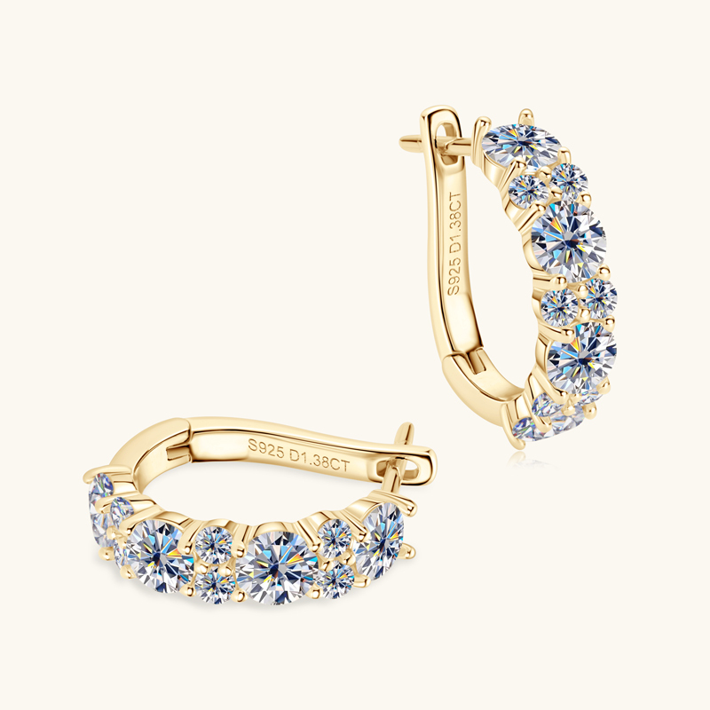 2.76ct Brilliant Round Cut Moissanite Hoop Earrings — D Color VVS1 Clarity