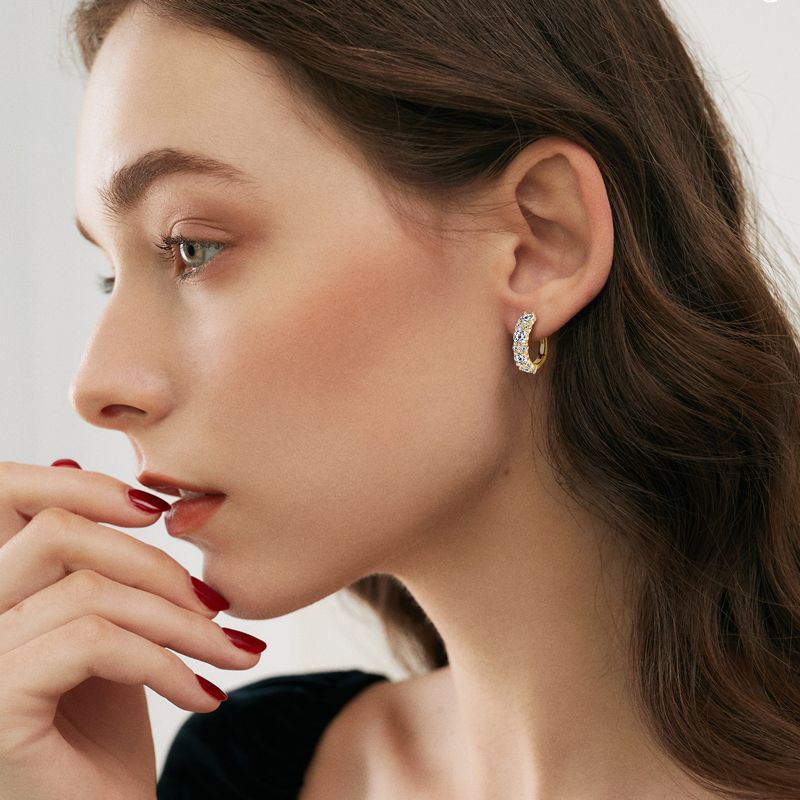 2.76ct Brilliant Round Cut Moissanite Hoop Earrings — D Color VVS1 Clarity