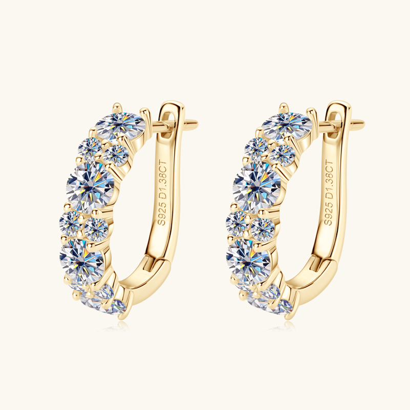 2.76ct Brilliant Round Cut Moissanite Hoop Earrings — D Color VVS1 Clarity