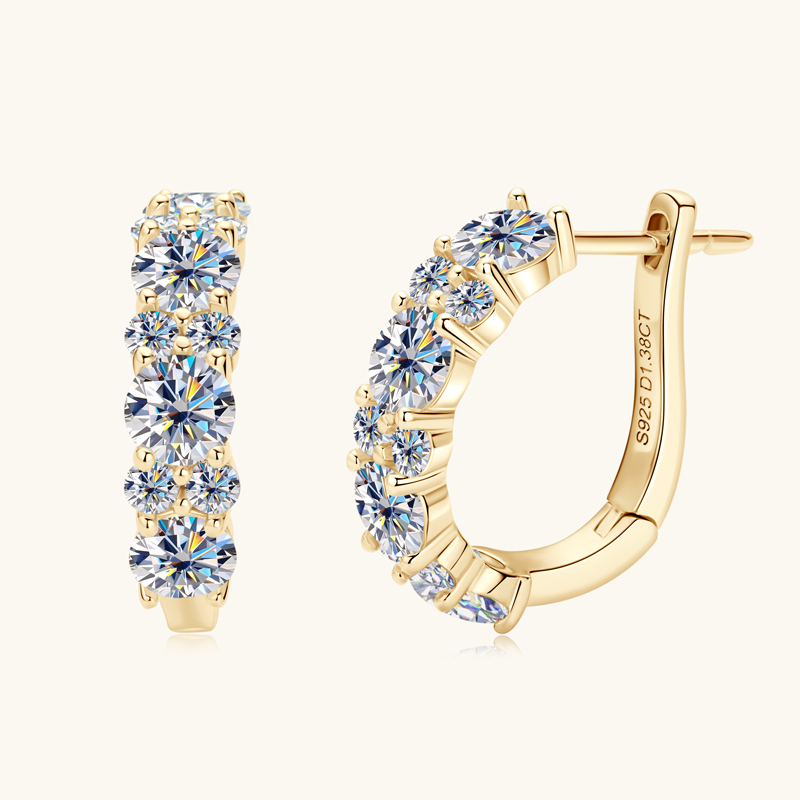 2.76ct Brilliant Round Cut Moissanite Hoop Earrings — D Color VVS1 Clarity