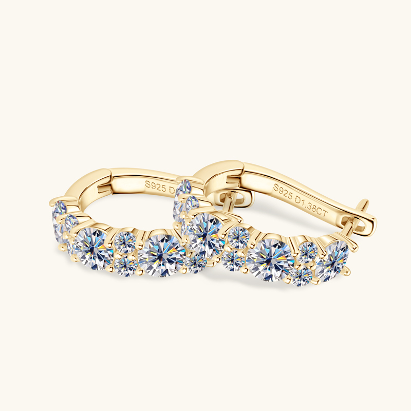 2.76ct Brilliant Round Cut Moissanite Hoop Earrings — D Color VVS1 Clarity