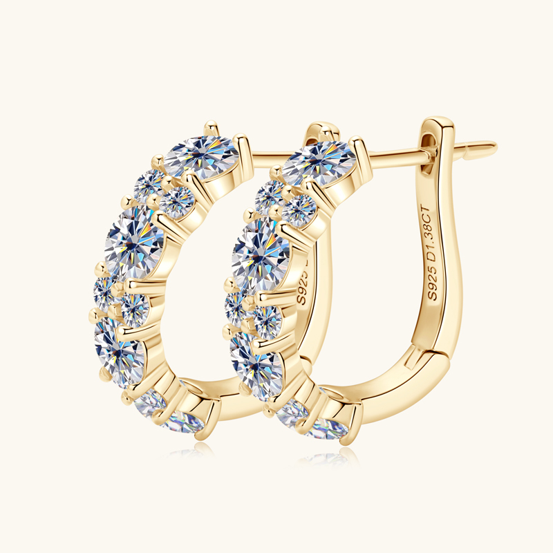 2.76ct Brilliant Round Cut Moissanite Hoop Earrings — D Color VVS1 Clarity