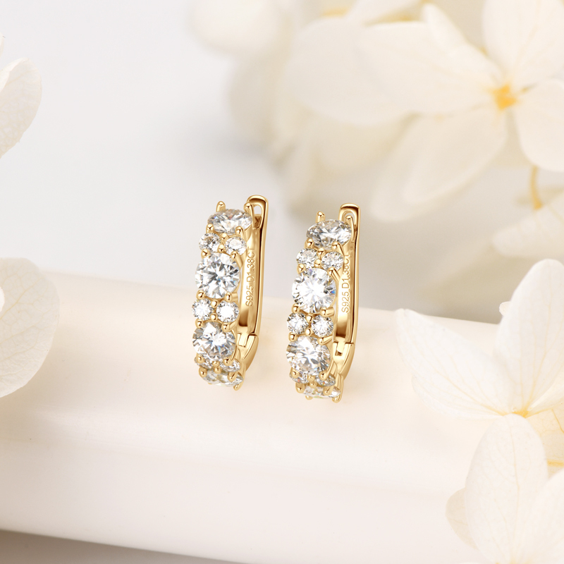 2.76ct Brilliant Round Cut Moissanite Hoop Earrings — D Color VVS1 Clarity