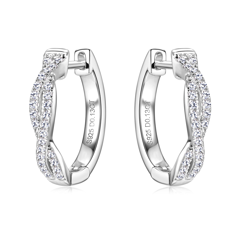 D-Color Round Brilliant Cut Moissanite Stone Twisted Infinity Hoop Earrings
