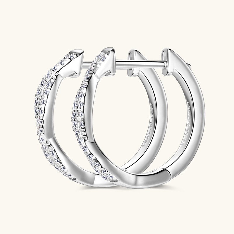 D-Color Round Brilliant Cut Moissanite Stone Twisted Infinity Hoop Earrings