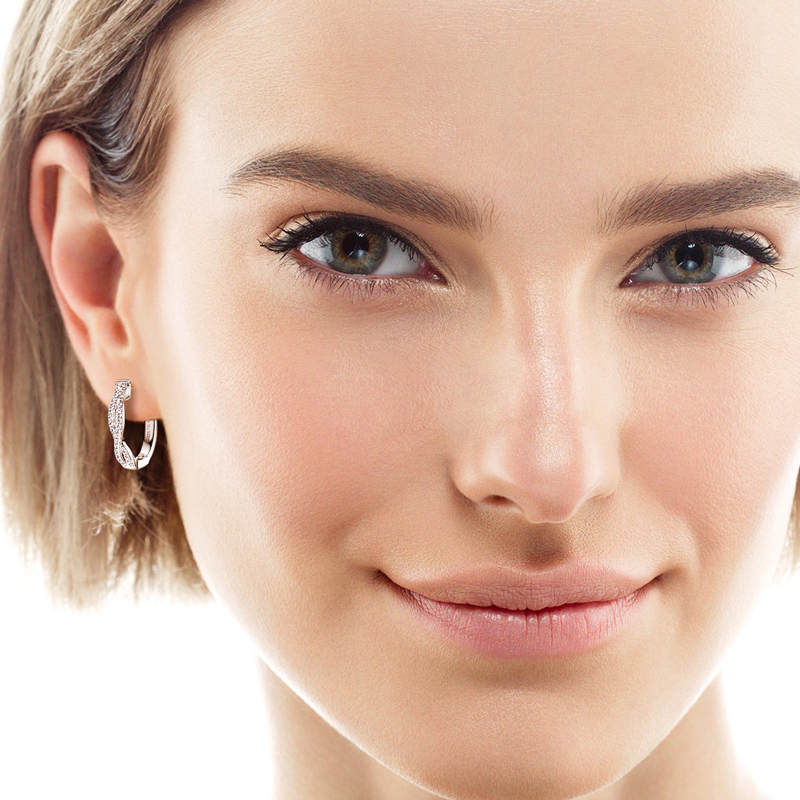 D-Color Round Brilliant Cut Moissanite Stone Twisted Infinity Hoop Earrings