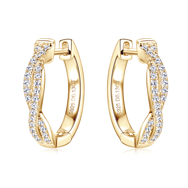 D-Color Round Brilliant Cut Moissanite Stone Twisted Infinity Hoop Earrings