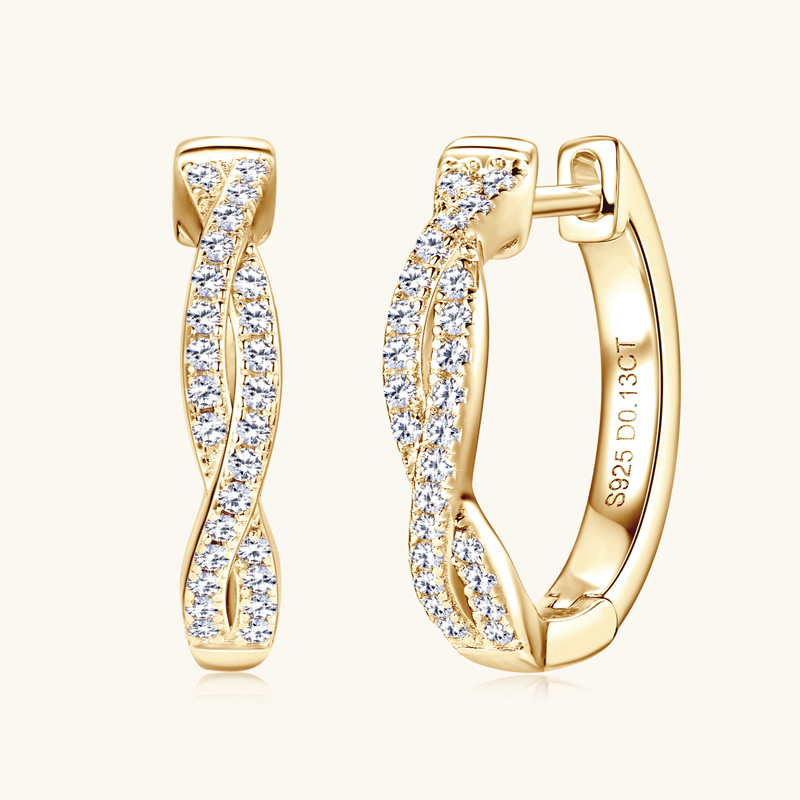 D-Color Round Brilliant Cut Moissanite Stone Twisted Infinity Hoop Earrings