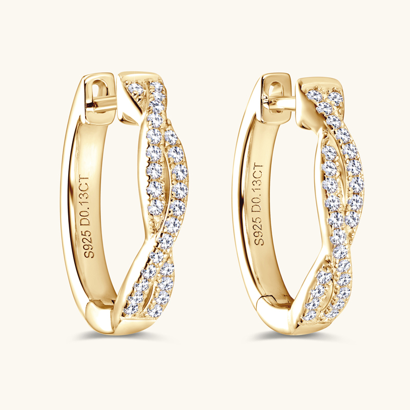 D-Color Round Brilliant Cut Moissanite Stone Twisted Infinity Hoop Earrings