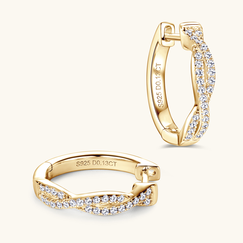 D-Color Round Brilliant Cut Moissanite Stone Twisted Infinity Hoop Earrings