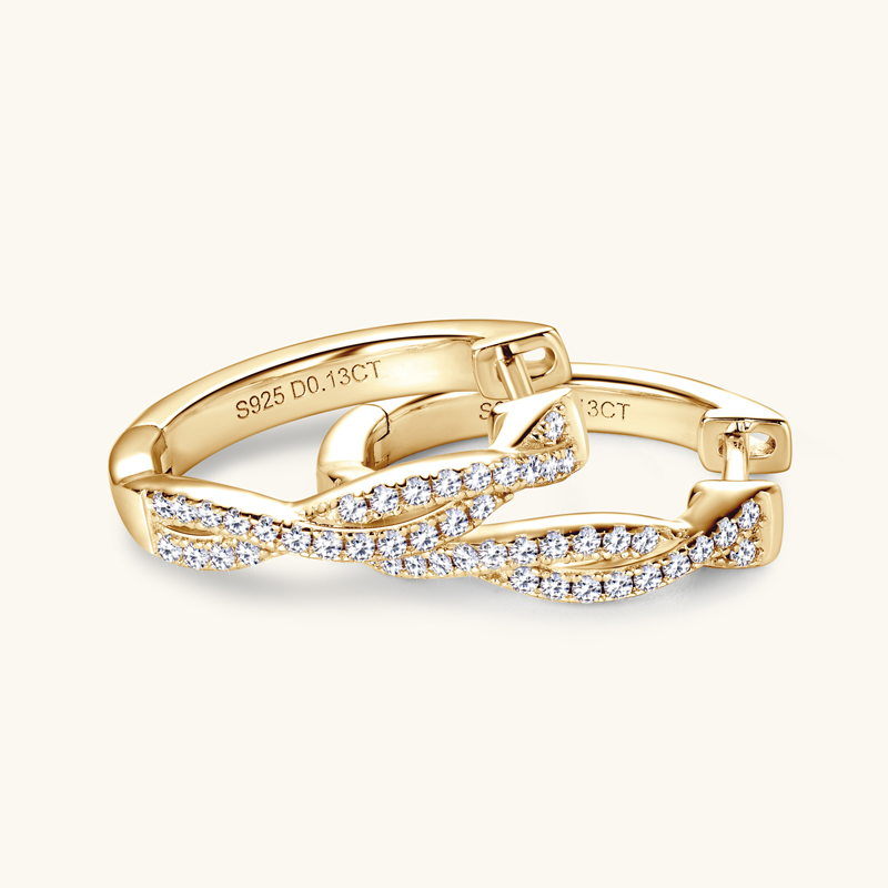 D-Color Round Brilliant Cut Moissanite Stone Twisted Infinity Hoop Earrings