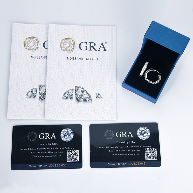 D-Color 3mm/1.3ct Round Brilliant Cut Moissanite Row Inlaid Hoop Earrings