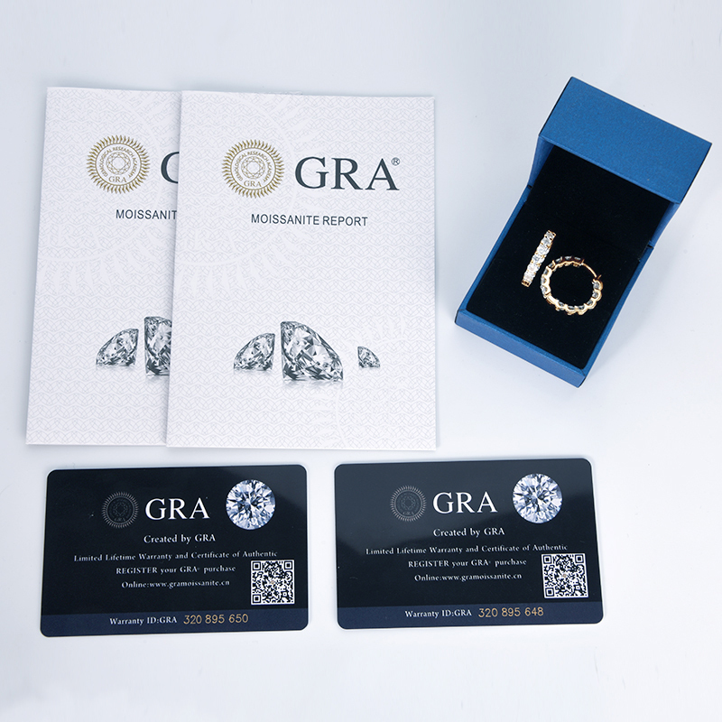 D-Color 3mm/1.3ct Round Brilliant Cut Moissanite Row Inlaid Hoop Earrings