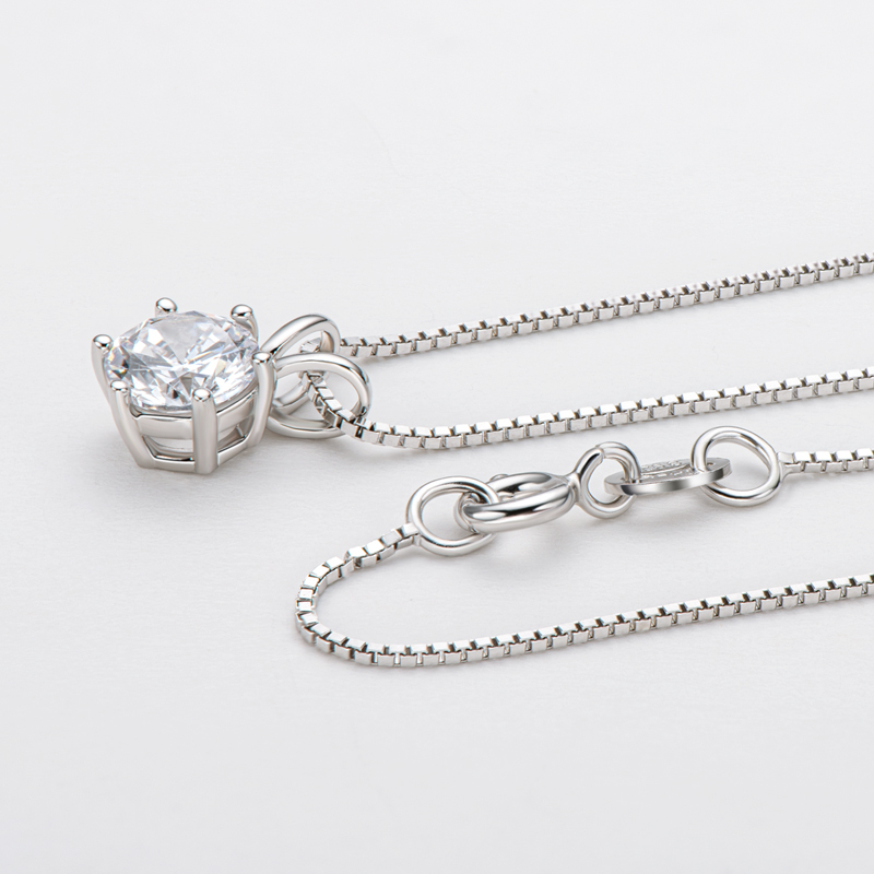 Classic D-Color 6-Prong Round Solitaire Moissanite Pendant Necklace