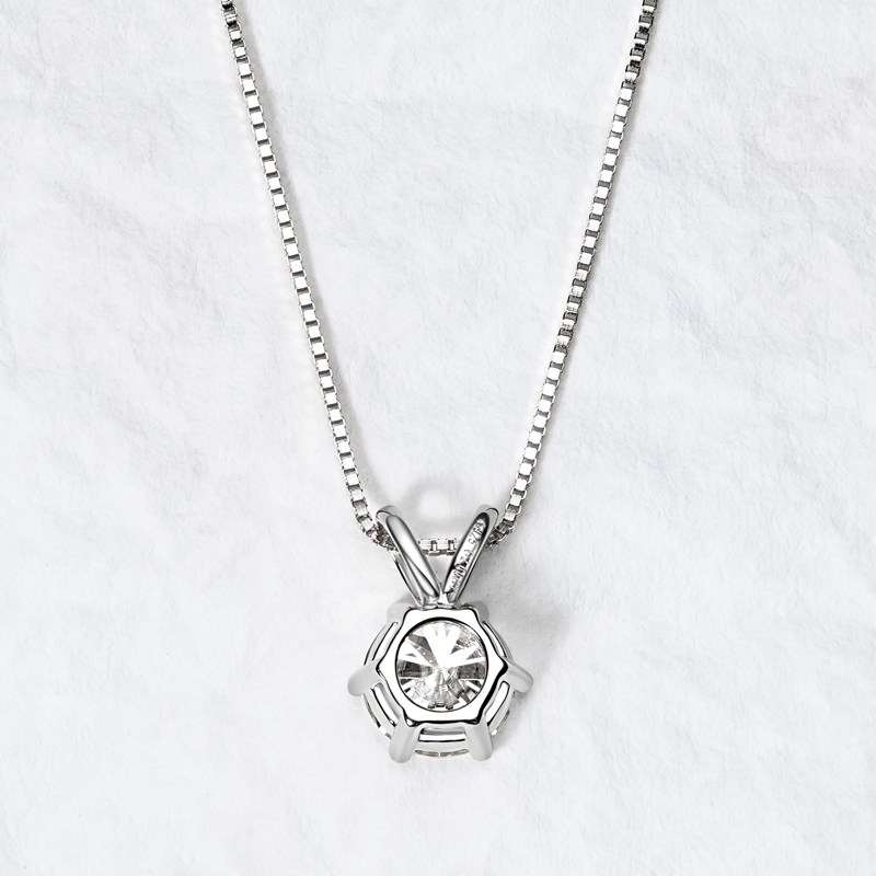 Classic D-Color 6-Prong Round Solitaire Moissanite Pendant Necklace