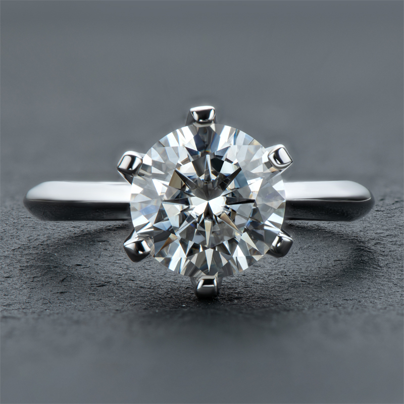 Classic 6-Prong Round Cut Moissanite Solitaire Engagement Ring