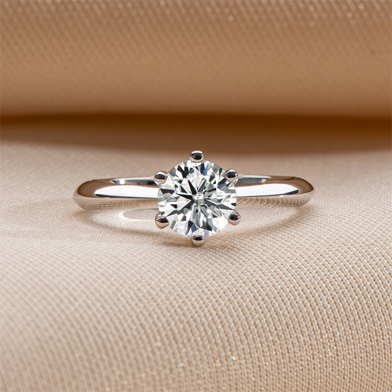 Classic 6-Prong Round Cut Moissanite Solitaire Engagement Ring