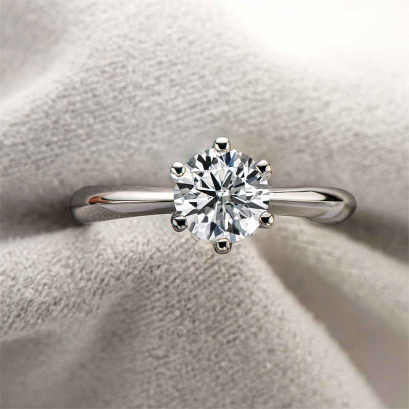 Classic 6-Prong Round Cut Moissanite Solitaire Engagement Ring