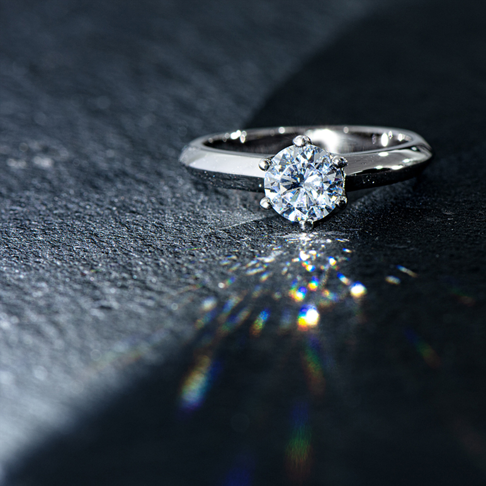 Classic 6-Prong Round Cut Moissanite Solitaire Engagement Ring
