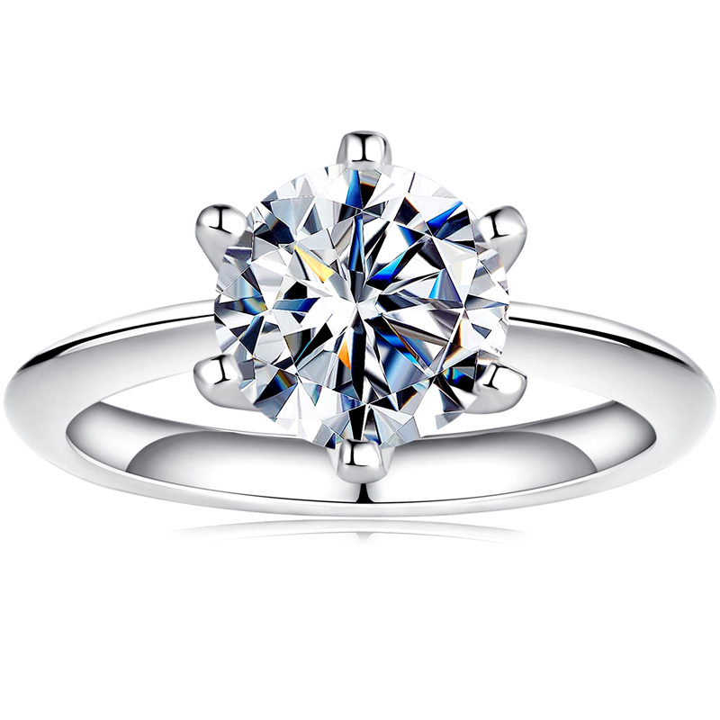 Classic 6-Prong Round Cut Moissanite Solitaire Engagement Ring