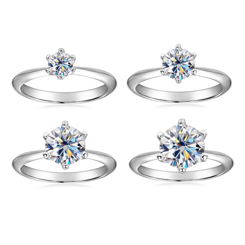 Classic 6-Prong Round Cut Moissanite Solitaire Engagement Ring