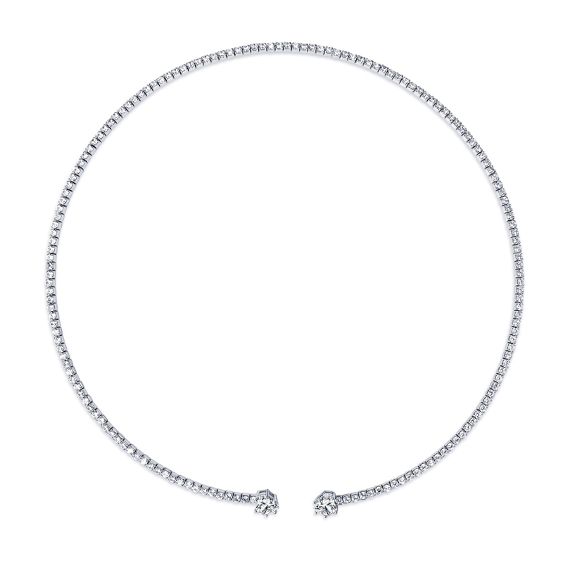 High-Grade Heart-Cut Moissanite Open Tennis Choker