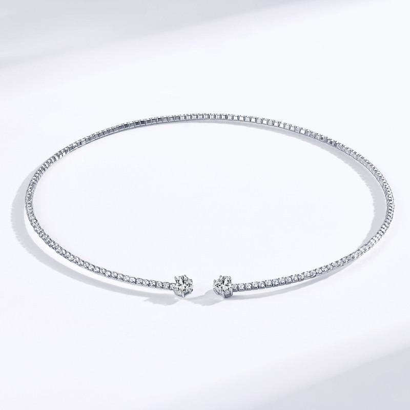 High-Grade Heart-Cut Moissanite Open Tennis Choker
