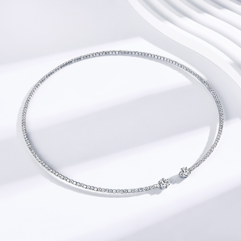 High-Grade Heart-Cut Moissanite Open Tennis Choker