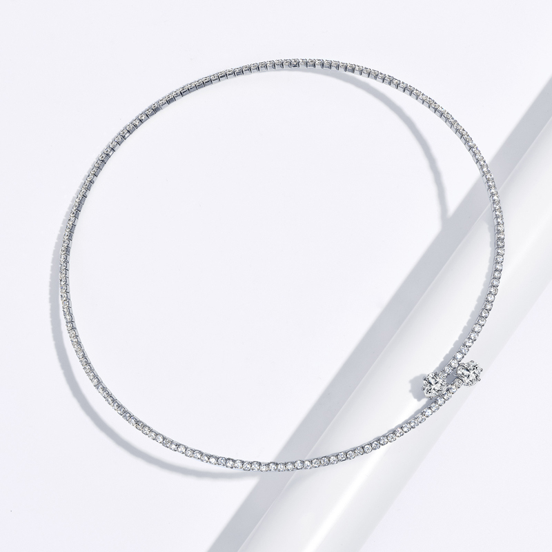 High-Grade Heart-Cut Moissanite Open Tennis Choker