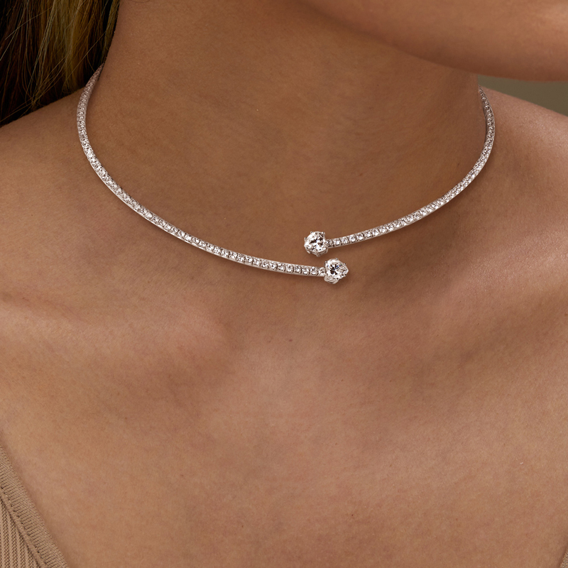 High-Grade Heart-Cut Moissanite Open Tennis Choker