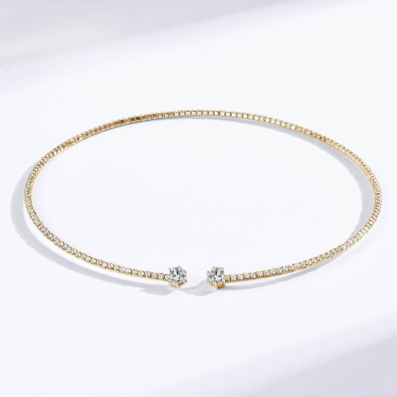 High-Grade Heart-Cut Moissanite Open Tennis Choker