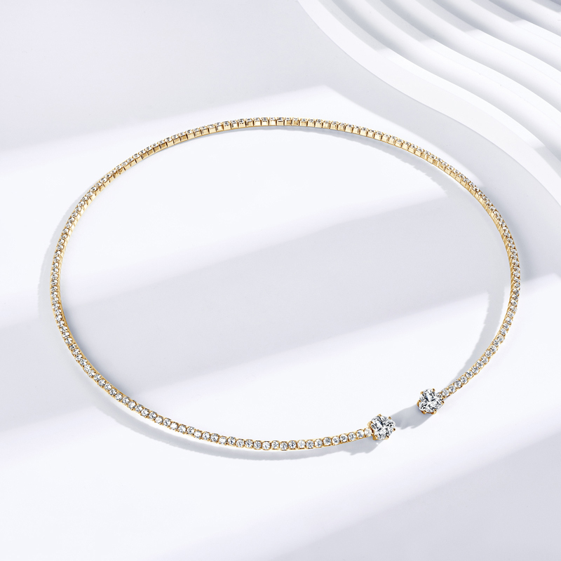 High-Grade Heart-Cut Moissanite Open Tennis Choker