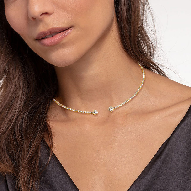 High-Grade Heart-Cut Moissanite Open Tennis Choker