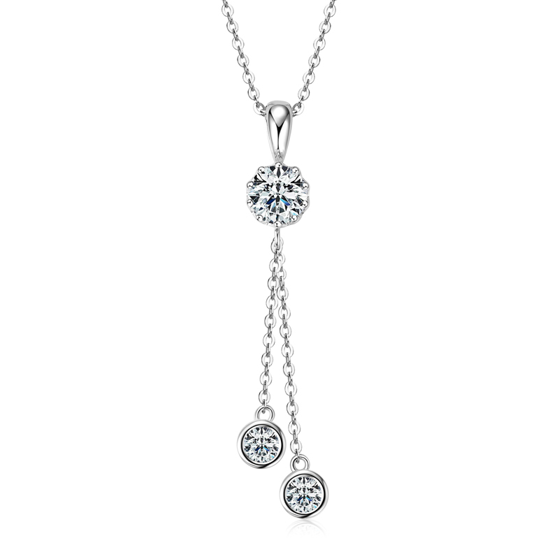 Crown Tassel Moissanite Drop Necklace