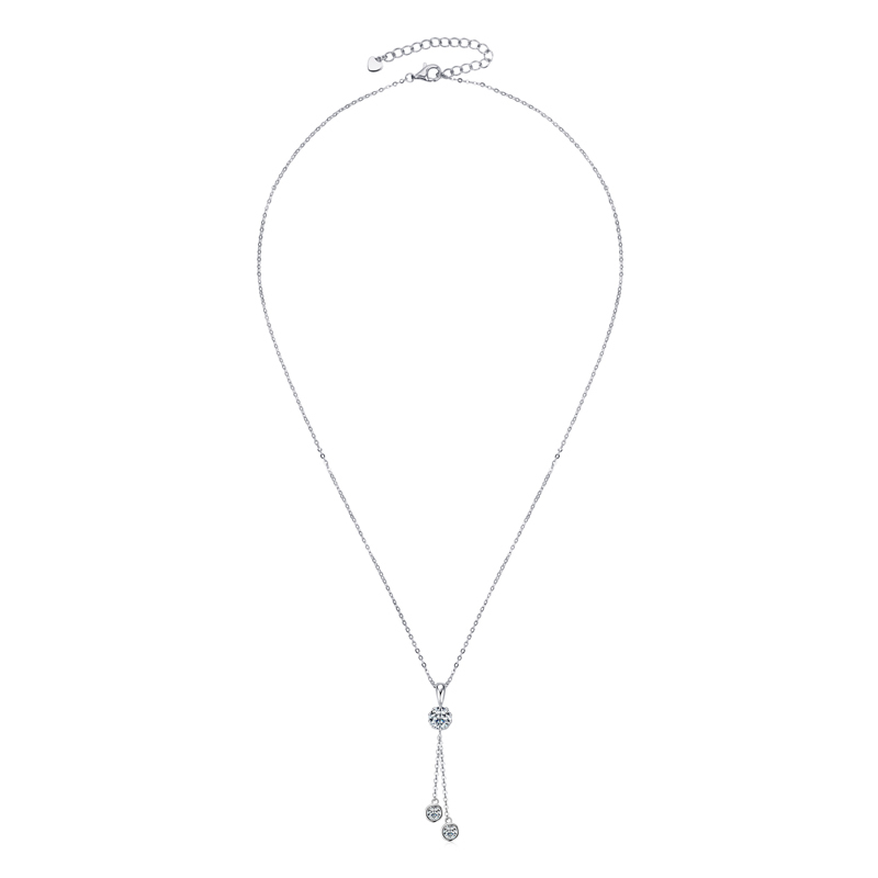 Crown Tassel Moissanite Drop Necklace