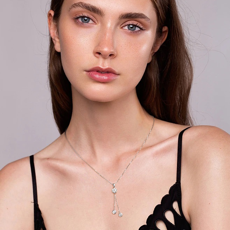 Crown Tassel Moissanite Drop Necklace