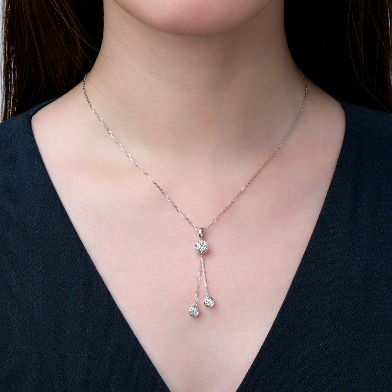 Crown Tassel Moissanite Drop Necklace