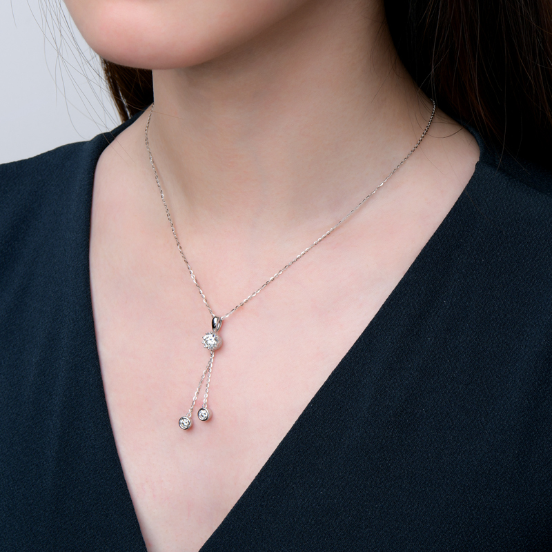 Crown Tassel Moissanite Drop Necklace