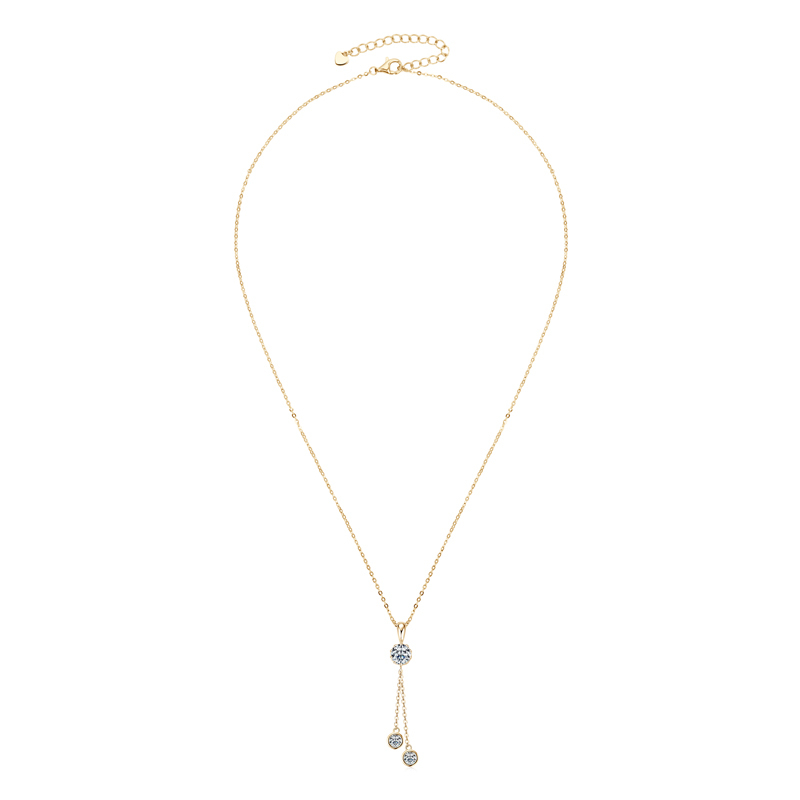Crown Tassel Moissanite Drop Necklace