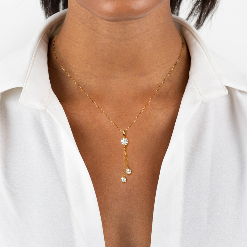 Crown Tassel Moissanite Drop Necklace
