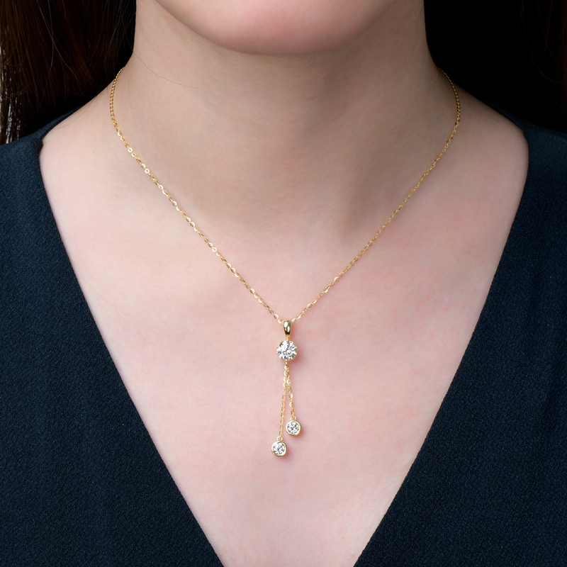 Crown Tassel Moissanite Drop Necklace