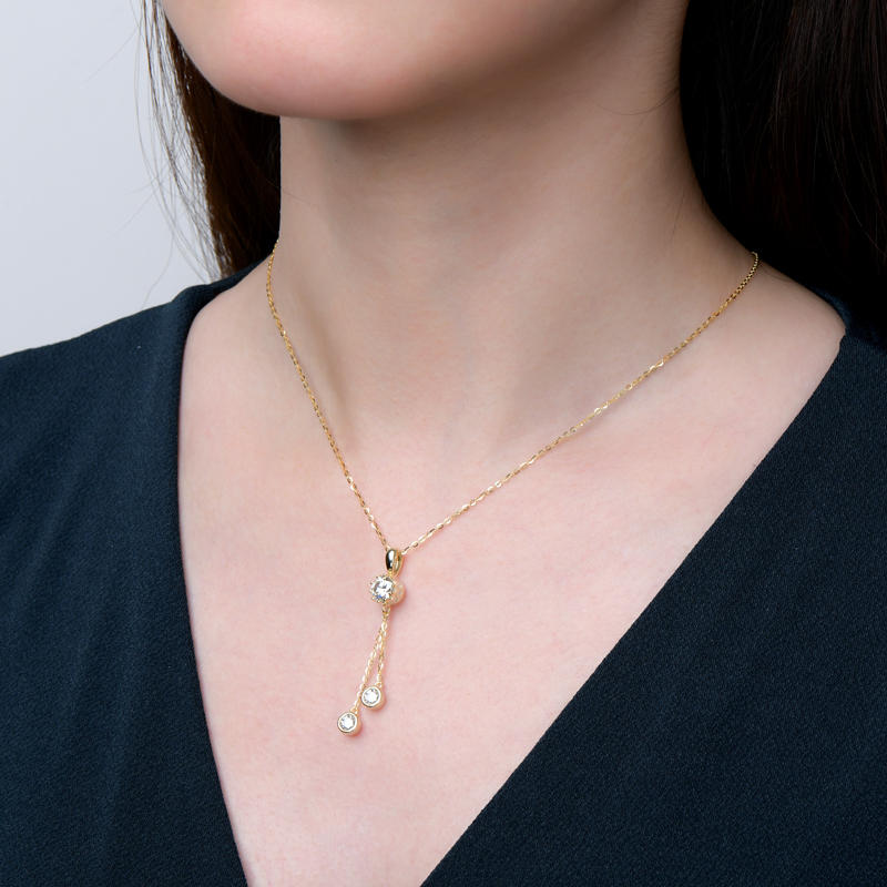 Crown Tassel Moissanite Drop Necklace