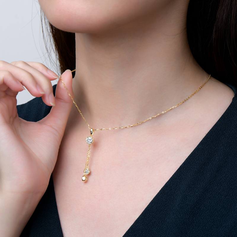 Crown Tassel Moissanite Drop Necklace