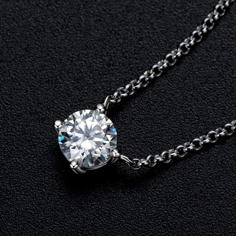 Round Moissanite Solitaire Drop Necklace