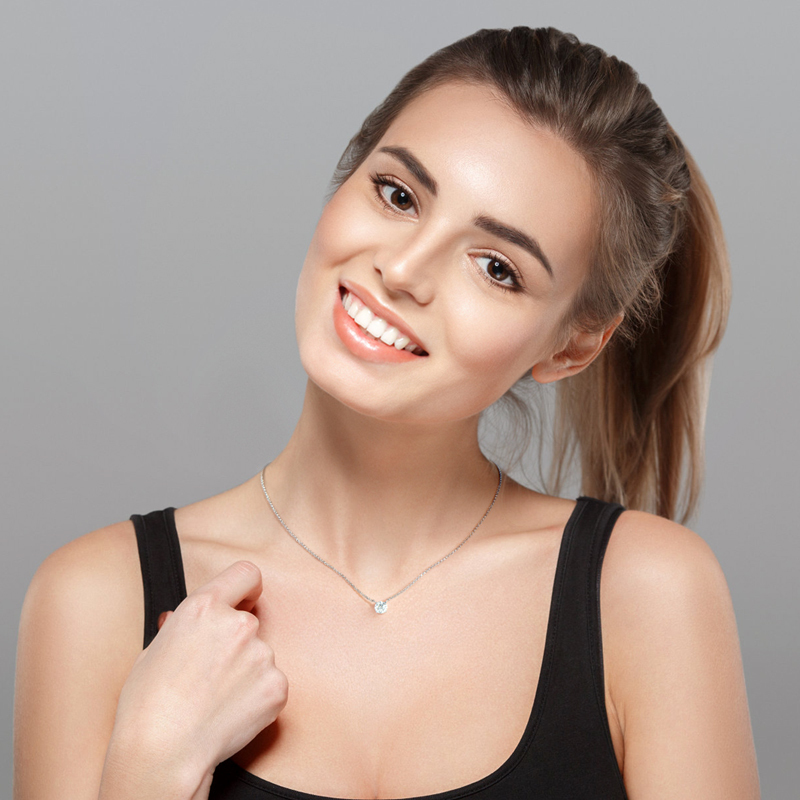 Round Moissanite Solitaire Drop Necklace