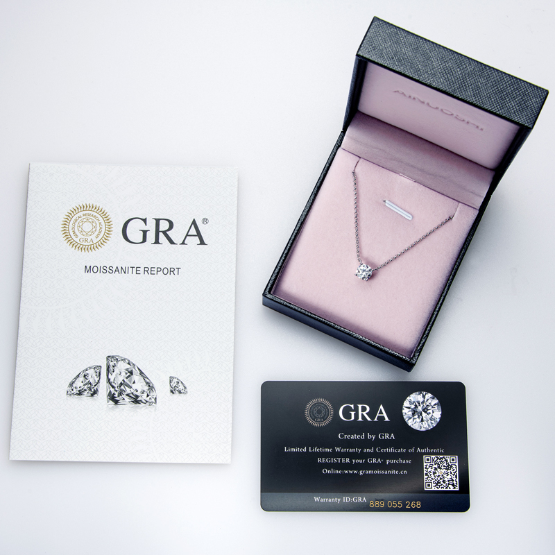 Round Moissanite Solitaire Drop Necklace