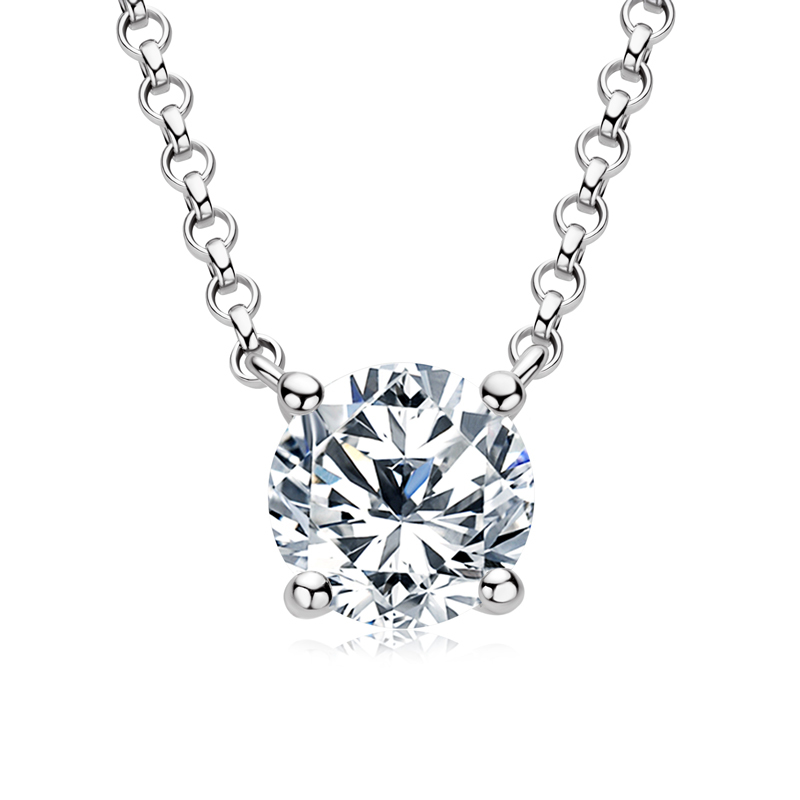 Round Moissanite Solitaire Drop Necklace