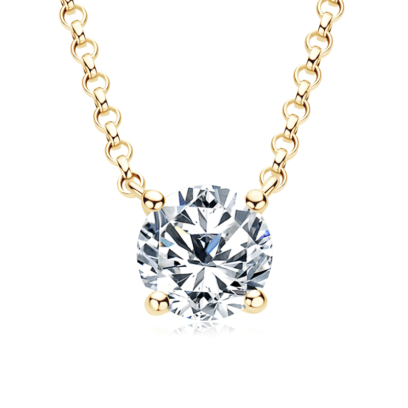 Round Moissanite Solitaire Drop Necklace